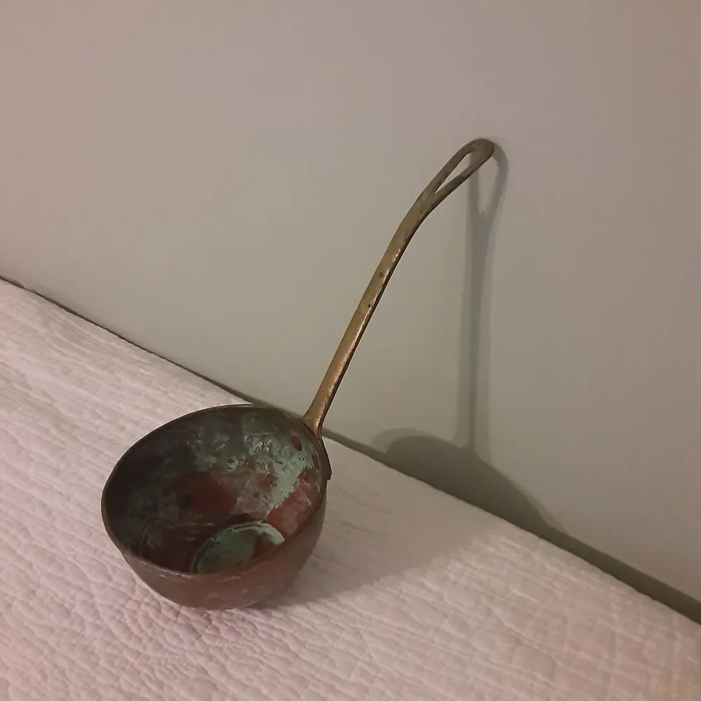 Antique Brass & Copper Dipper w/Patina Old World Charm Hammered & Forged